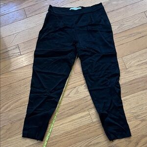 Diane Von Furstenberg Black Textured Satin Women’s Dress Pants w/ Side Zip